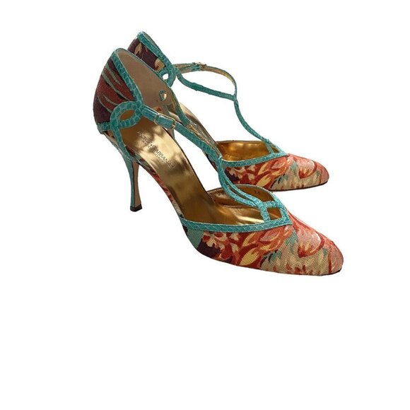 New Dolce&Gabbana Floral Closed Toe Strappy High Heels - Picture 5 of 9